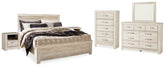 J&M Furniture - Ashley Furniture - Bellaby King Panel Bed, Dresser, Mirror, Chest and 2 Nightstands - King Panel Bed, Dresser, Mirror, Chest and 2 Nightstands / Whitewash - B331B17