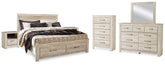 J&M Furniture - Ashley Furniture - Bellaby King Storage Bed, Dresser, Mirror, Chest and 2 Nightstands - King Storage Bed, Dresser, Mirror, Chest and 2 Nightstands / Whitewash - B331B20