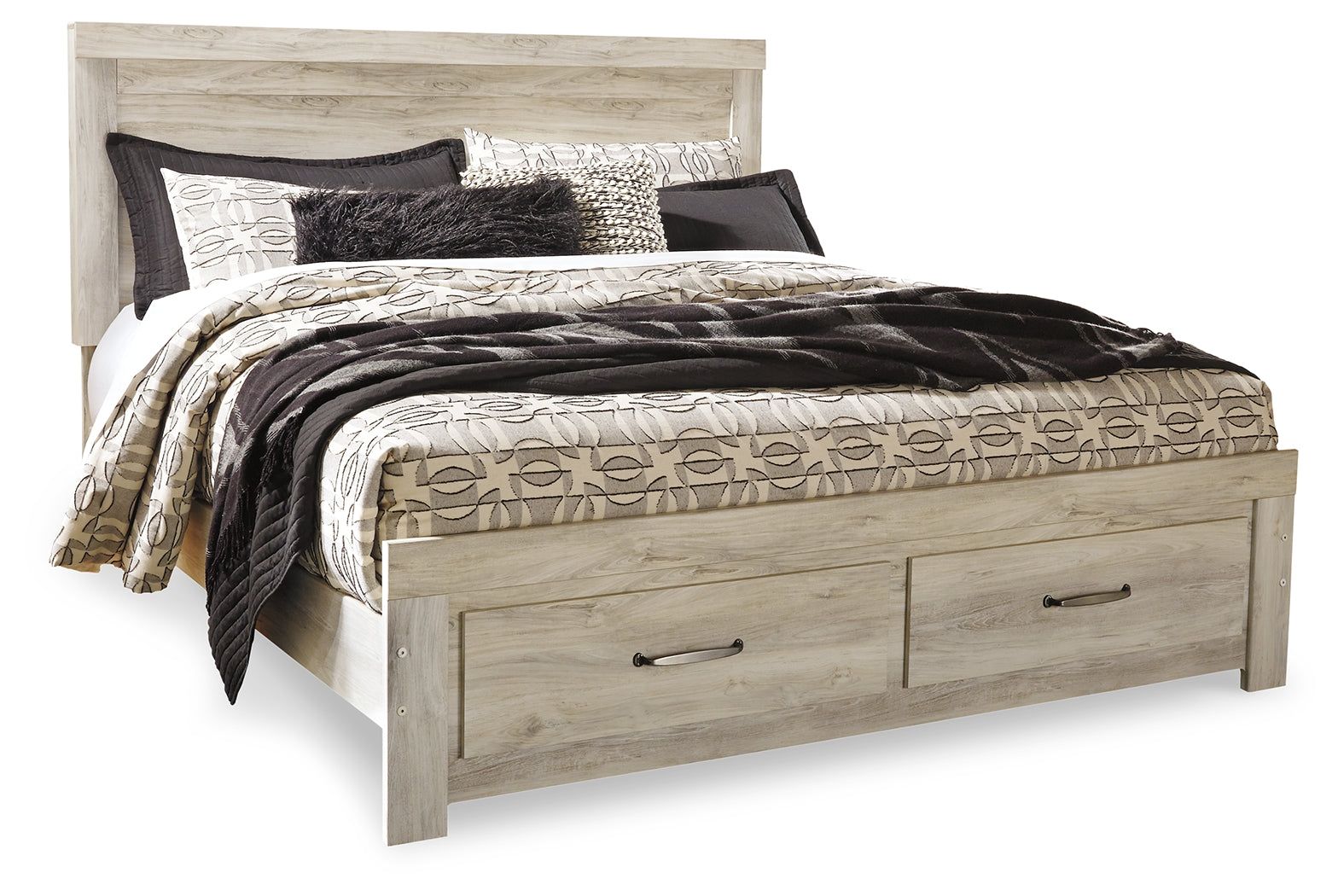 J&M Furniture - Ashley Furniture - Bellaby King Platform Bed with 2 Storage Drawers - King Platform Bed with 2 Storage Drawers / Whitewash - B331B9