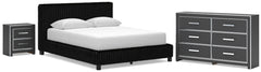 Zuraleus Queen Upholstered Bed, Dresser and Nightstand