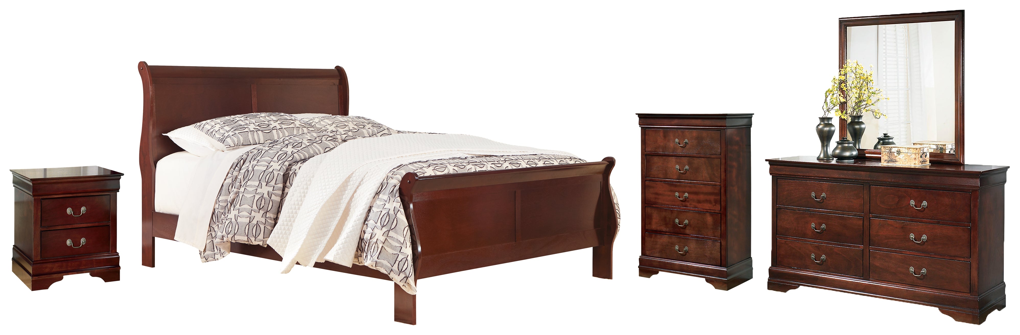 J&M Furniture - Ashley Furniture - Alisdair Queen Sleigh Bed, Dresser, Mirror, Chest and Nightstand - Queen Sleigh Bed, Dresser, Mirror, Chest and Nightstand - B376B12