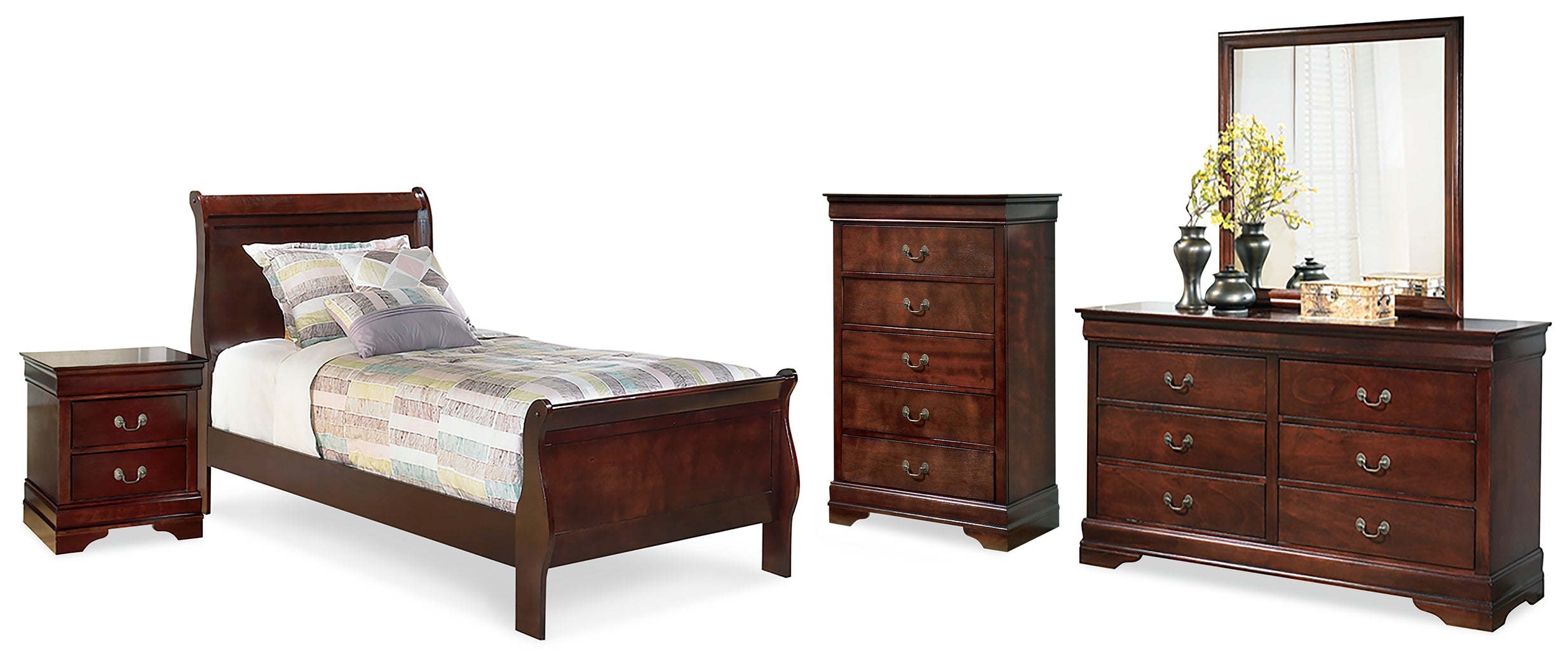 J&M Furniture - Ashley Furniture - Alisdair Twin Sleigh Bed, Dresser, Mirror, Chest and Nightstand - Twin Sleigh Bed, Dresser, Mirror, Chest and Nightstand - B376B24