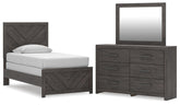 J&M Furniture - Ashley Furniture - Prendonea Twin Panel Bed, Dresser and Mirror - Twin Panel Bed, Dresser and Mirror - B3789B5