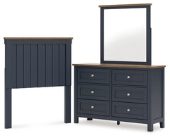 J&M Furniture - Ashley Furniture - Landocken Twin Panel Headboard, Dresser and Mirror - Twin Panel Headboard, Dresser and Mirror - B414B13
