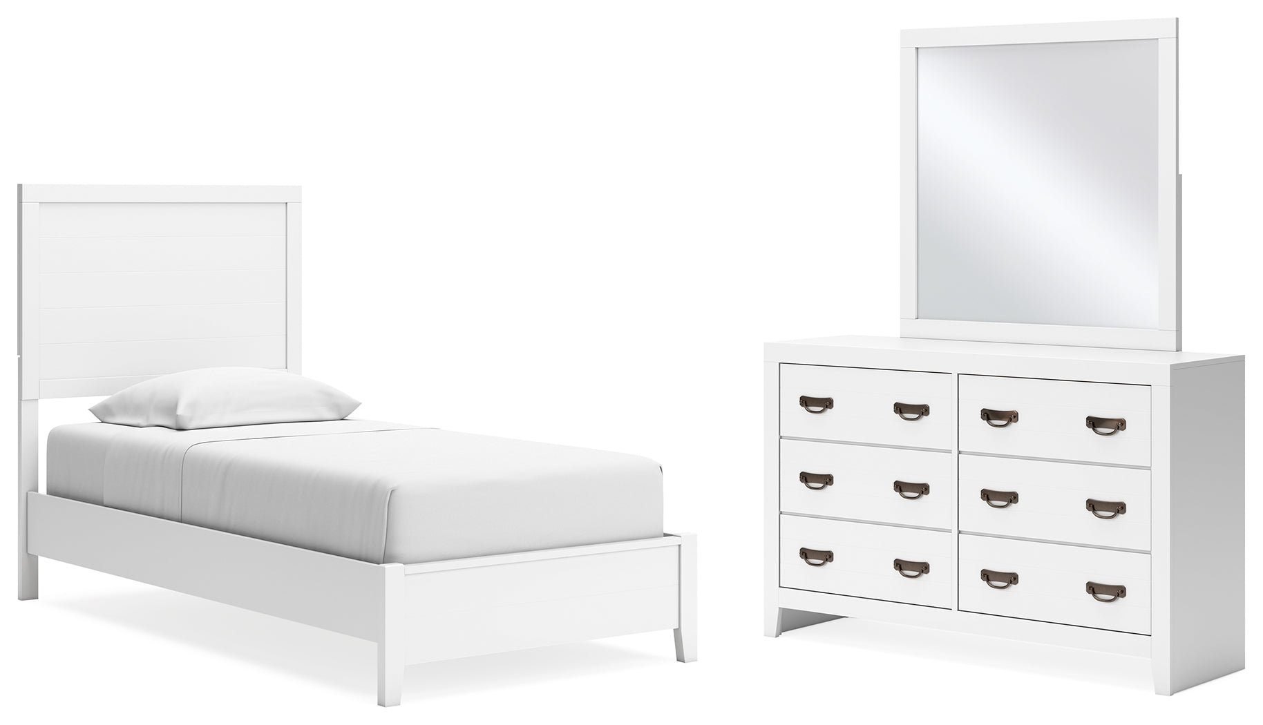 J&M Furniture - Ashley Furniture - Binterglen Twin Panel Bed, Dresser and Mirror - Twin Panel Bed, Dresser and Mirror - B427B3