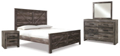 J&M Furniture - Ashley Furniture - Wynnlow King Crossbuck Panel Bed, Dresser, Mirror and Nightstand - King Crossbuck Panel Bed, Dresser, Mirror and Nightstand - B440B26