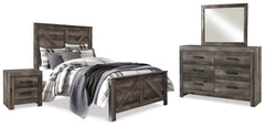 J&M Furniture - Ashley Furniture - Wynnlow Queen Crossbuck Panel Bed, Dresser, Mirror, and Nightstand - Queen Crossbuck Panel Bed, Dresser, Mirror, and Nightstand - B440B24