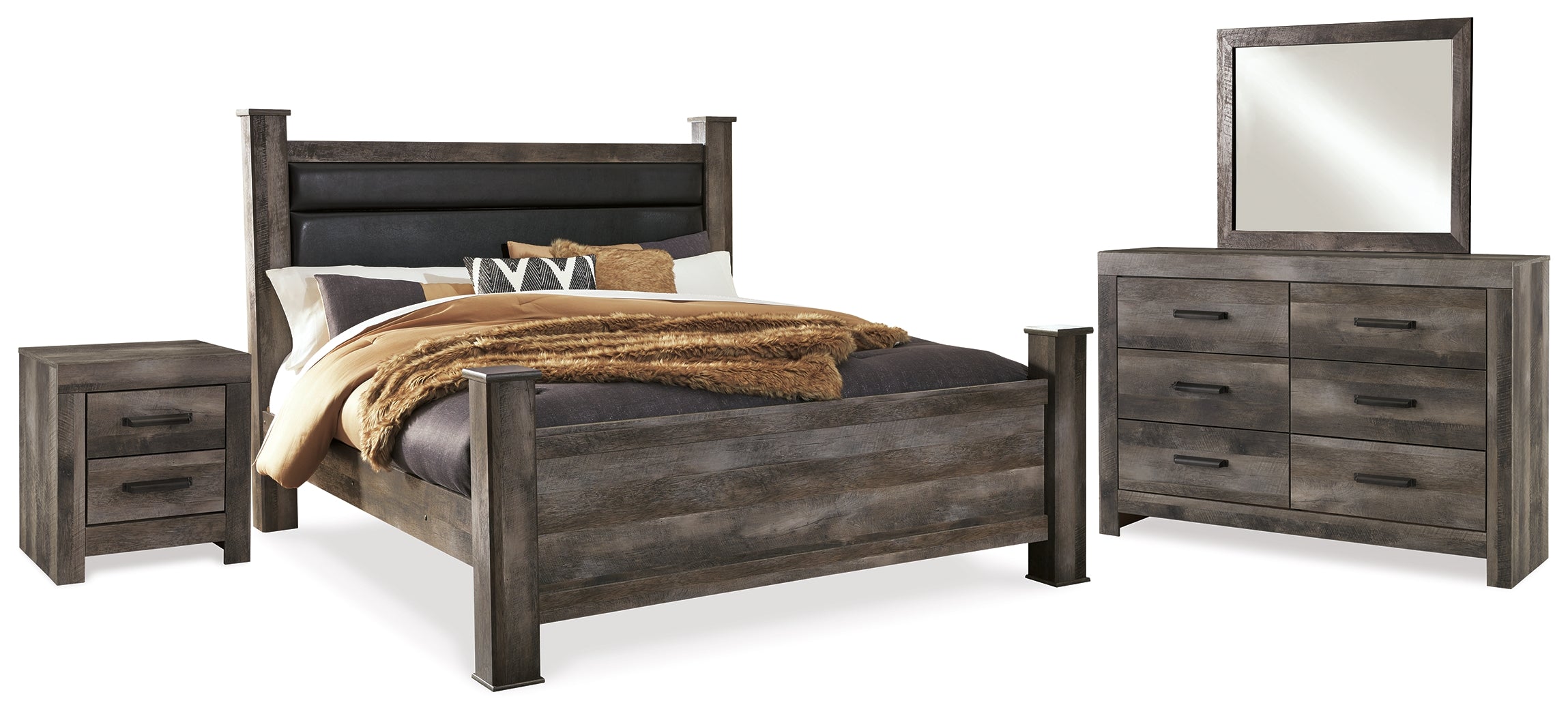 J&M Furniture - Ashley Furniture - Wynnlow King Poster Bed, Dresser, Mirror and Nightstand - King Poster Bed, Dresser, Mirror and Nightstand - B440B29