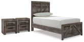 J&M Furniture - Ashley Furniture - Wynnlow Twin Crossbuck Panel Bed and 2 Nightstands - Twin Crossbuck Panel Bed and 2 Nightstands - B440B46