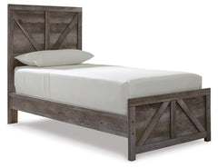 Wynnlow Twin Crossbuck Panel Bed and 2 Nightstands