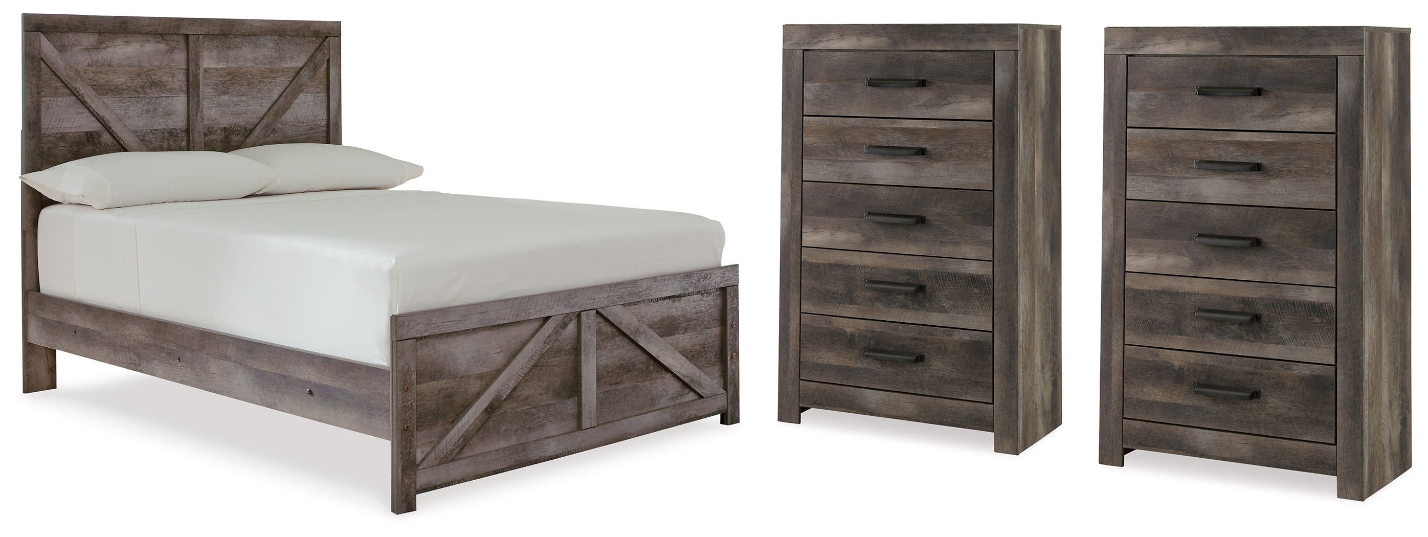 J&M Furniture - Ashley Furniture - Wynnlow Full Crossbuck Panel Bed and 2 Chests - Full Crossbuck Panel Bed and 2 Chests - B440B40