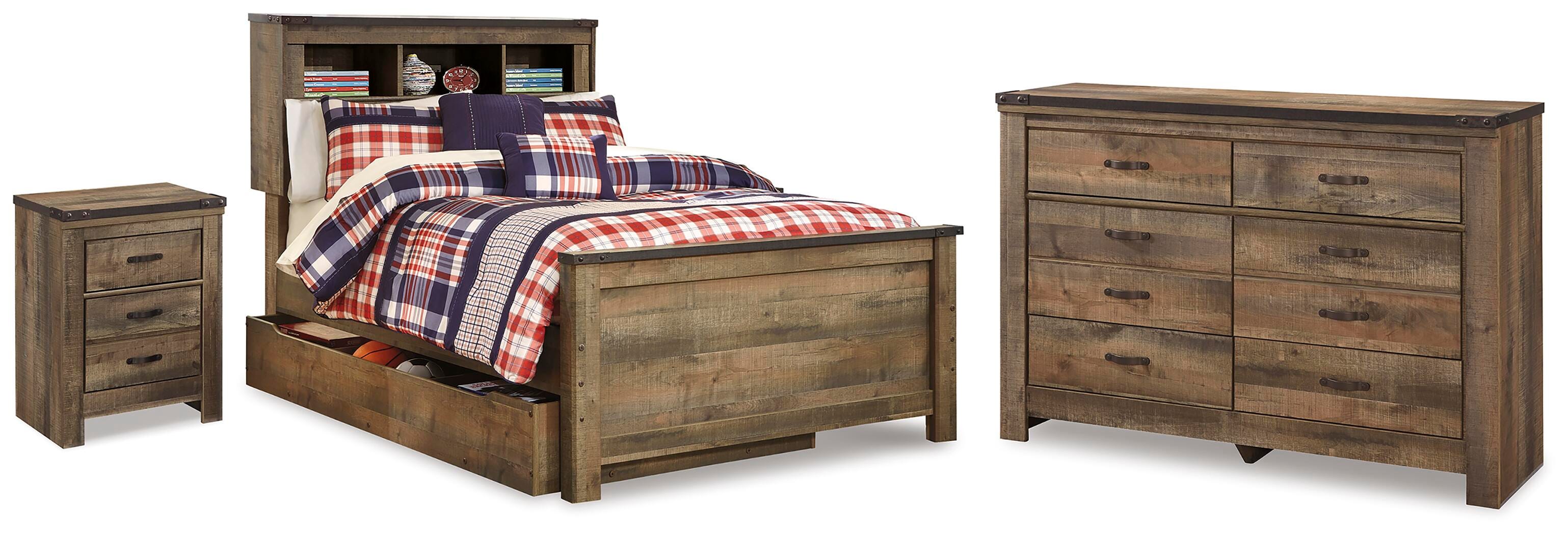 J&M Furniture - Ashley Furniture - Trinell Full Bookcase Storage Bed, Dresser and Nightstand - Full Bookcase Storage Bed, Dresser and Nightstand - B446B103