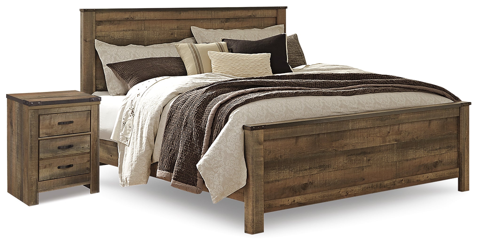 J&M Furniture - Ashley Furniture - Trinell King Panel Bed and Nightstand - King Panel Bed and Nightstand - B446B60