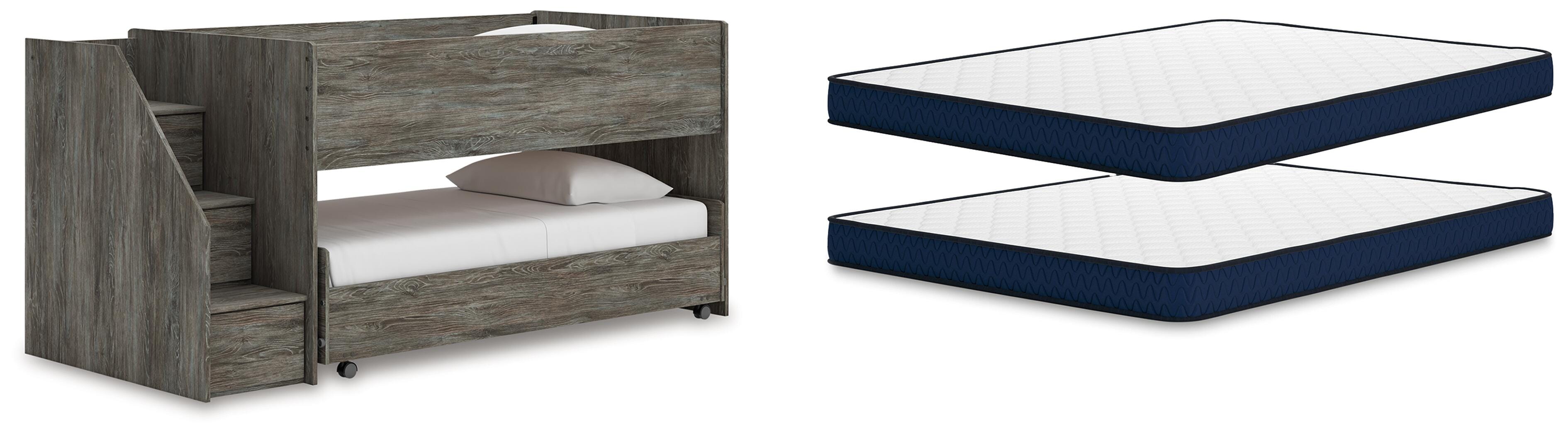 J&M Furniture - Ashley Furniture - Frandern Twin Over Twin Loft Bed and Mattresses - Twin Over Twin Loft Bed and Mattresses - B4480B27