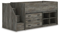 Frandern Twin Loft Bed with Bookcase and Drawer Storage