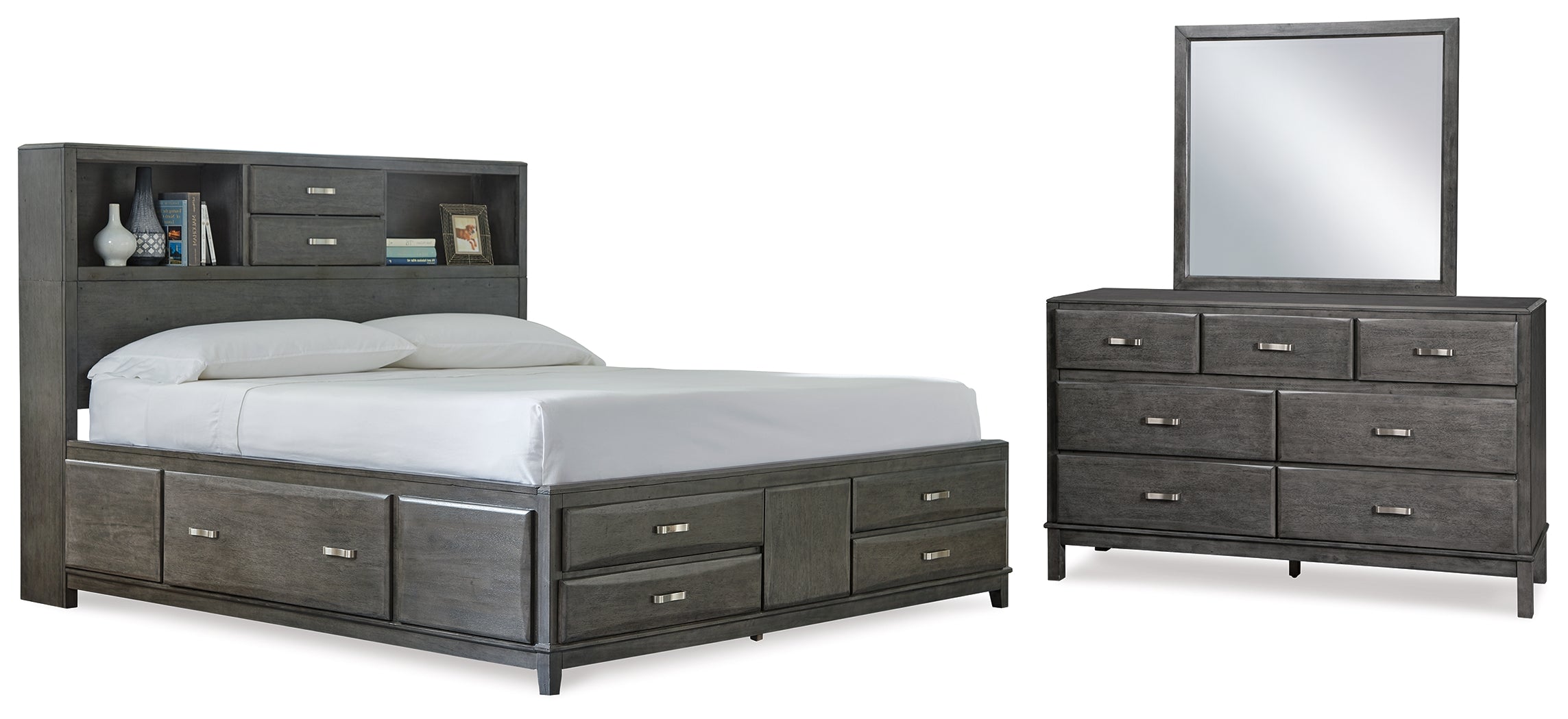 J&M Furniture - Ashley Furniture - Caitbrook Queen Storage Bed, Dresser and Mirror - Queen Storage Bed, Dresser and Mirror - B476B3