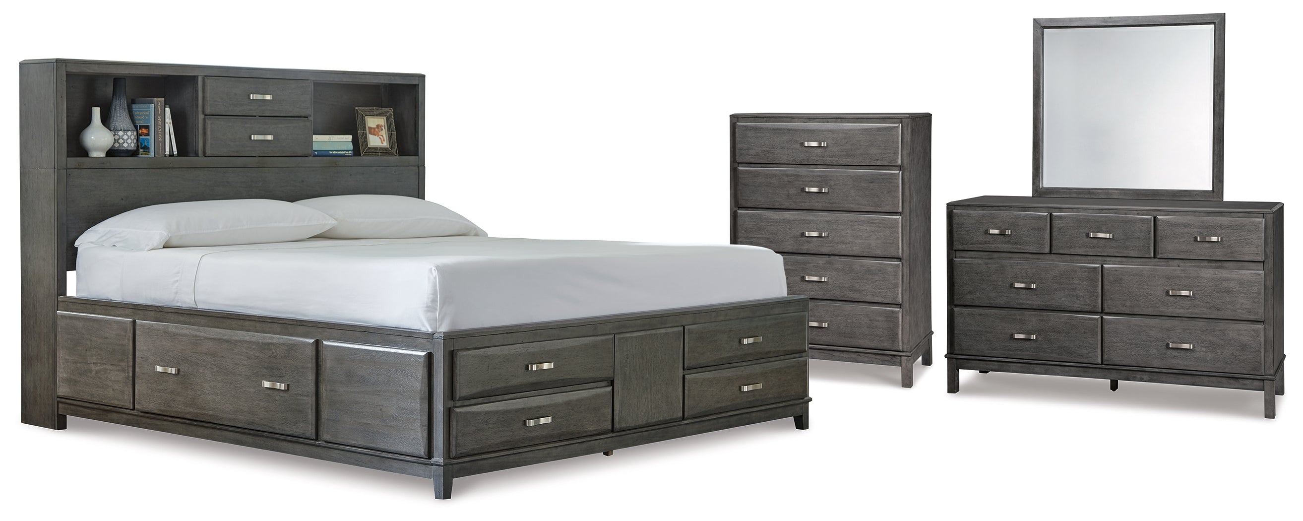 J&M Furniture - Ashley Furniture - Caitbrook California King Storage Bed, Dresser, Mirror and Chest - California King Storage Bed, Dresser, Mirror and Chest - B476B11