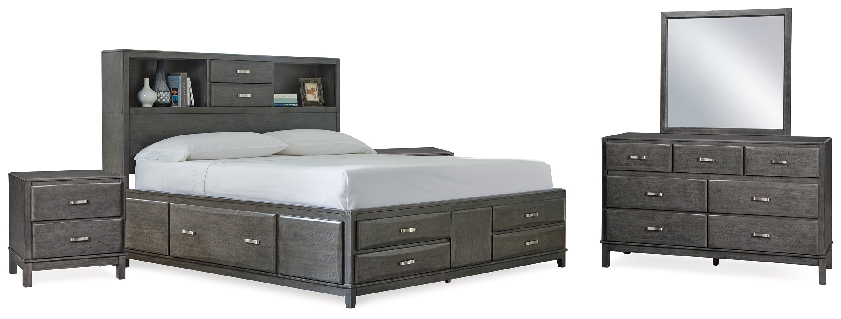 J&M Furniture - Ashley Furniture - Caitbrook King Storage Bed, Dresser, Mirror and 2 Nightstands - King Storage Bed, Dresser, Mirror and 2 Nightstands - B476B21