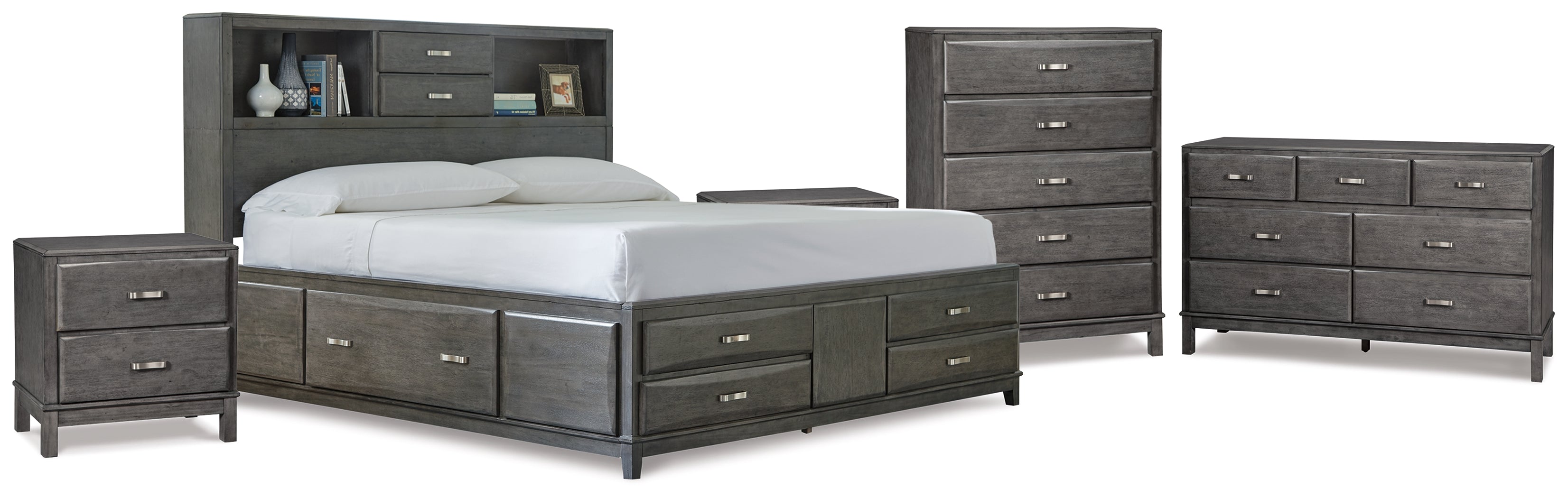 J&M Furniture - Ashley Furniture - Caitbrook King Storage Bed, Dresser, Chest and 2 Nightstands - King Storage Bed, Dresser, Chest and 2 Nightstands - B476B10