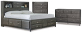J&M Furniture - Ashley Furniture - Caitbrook Queen Storage Bed, Dresser and Chest - Queen Storage Bed, Dresser and Chest / Gray - B476B8
