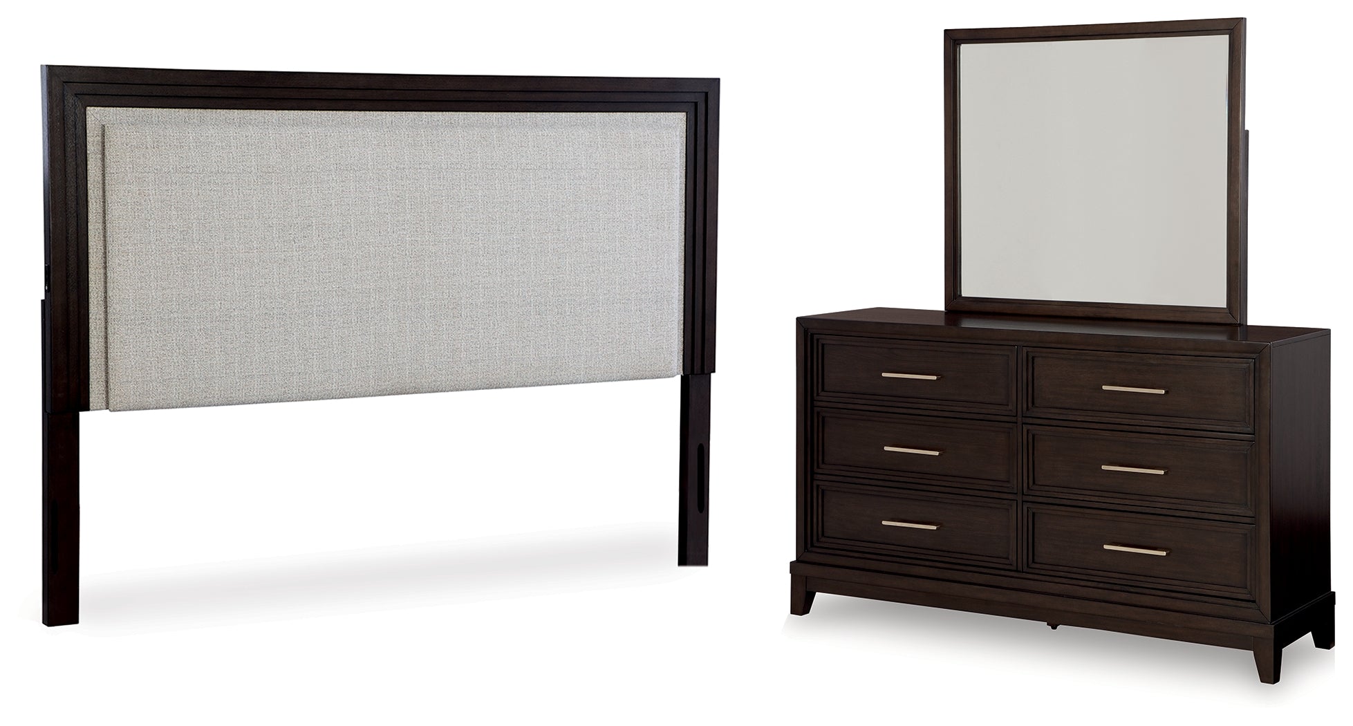 J&M Furniture - Ashley Furniture - Neymorton King/California King Upholstered Panel Headboard, Dresser and Mirror - King/California King Upholstered Panel Headboard, Dresser and Mirror - B618B7