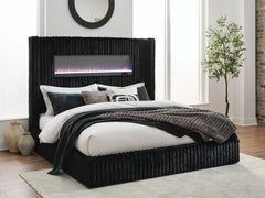 J&M Furniture - Ashley Furniture - Tayleena Queen Upholstered Bed with Fireplace and Wireless Audio - Queen Upholstered Bed with Fireplace and Wireless Audio - PCB620B1