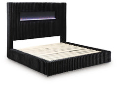 Tayleena Queen Upholstered Bed with Fireplace and Wireless Audio