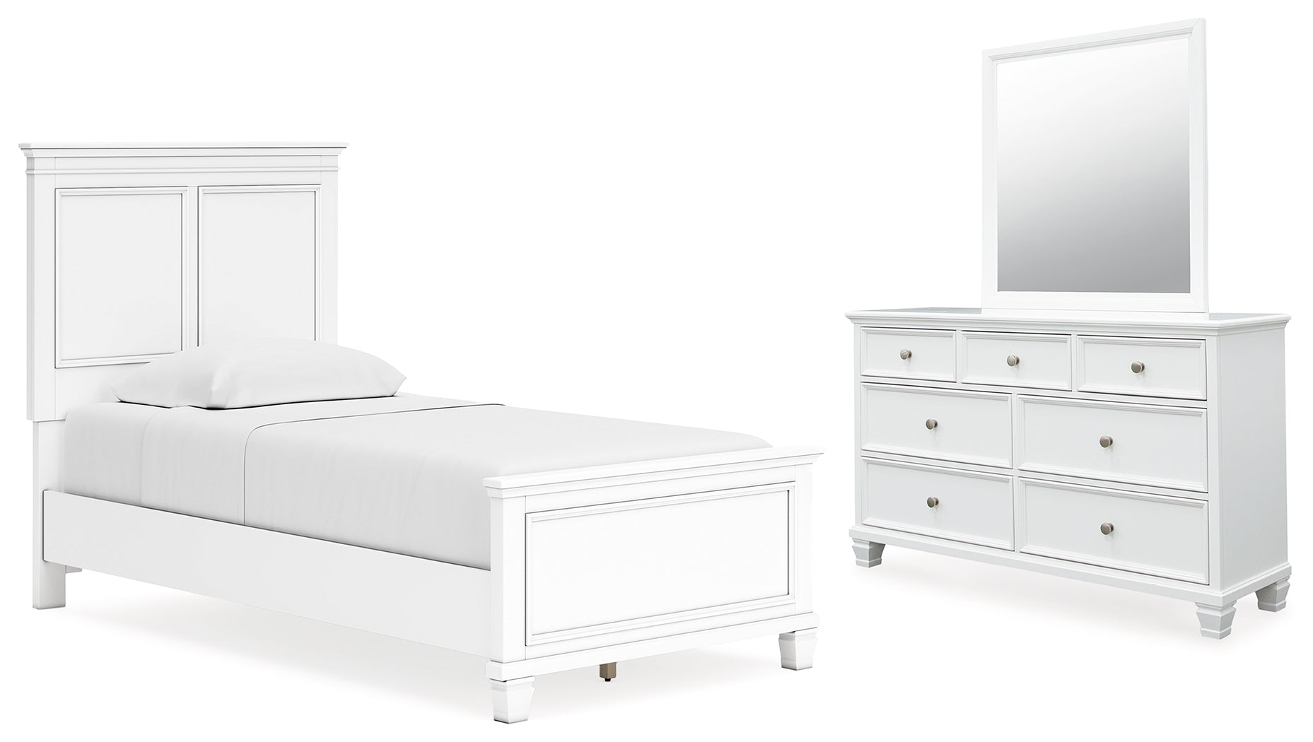 J&M Furniture - Ashley Furniture - Fortman Twin Panel Bed, Dresser and Mirror - Twin Panel Bed, Dresser and Mirror - B680B7