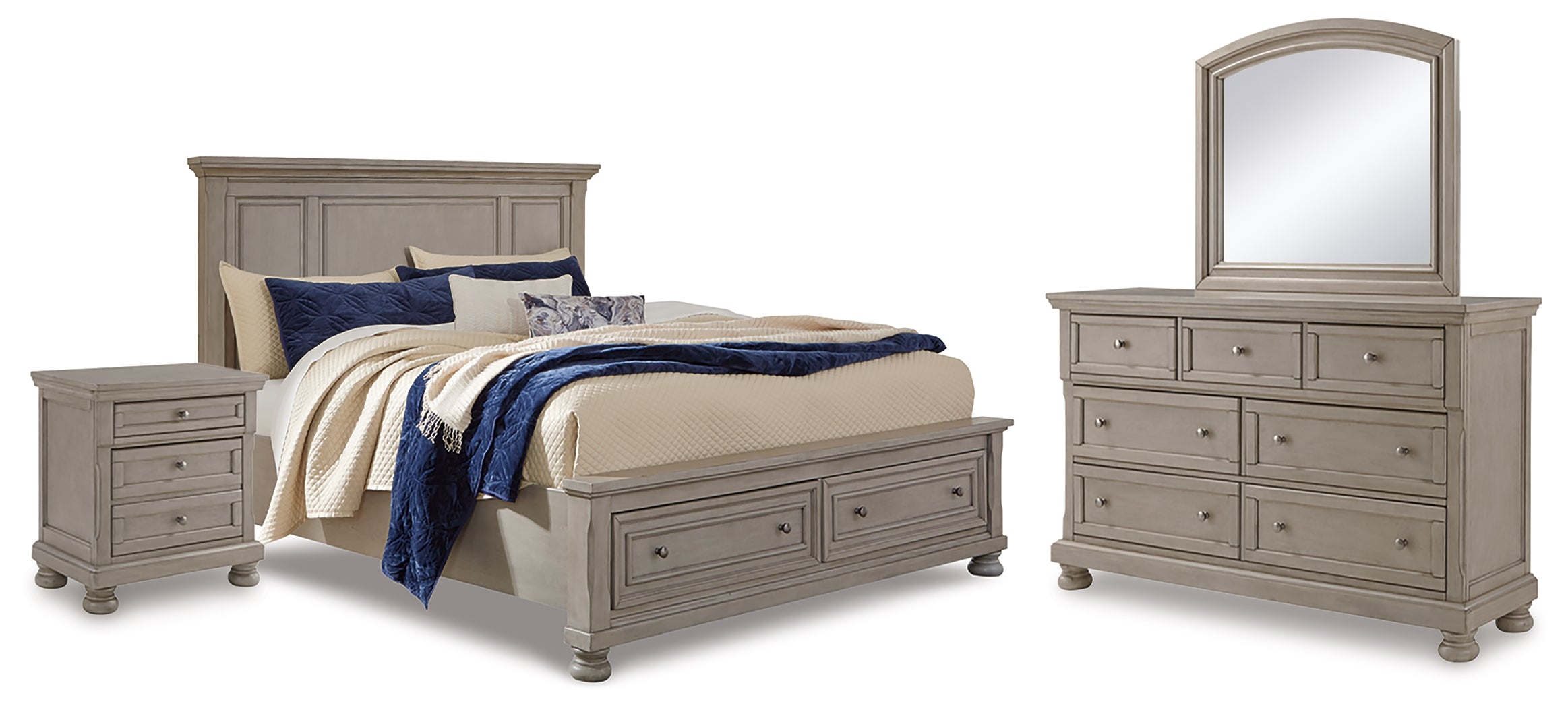 J&M Furniture - Ashley Furniture - Lettner Queen Panel Storage Bed, Dresser, Mirror and Nightstand - Queen Panel Storage Bed, Dresser, Mirror and Nightstand - B733B46