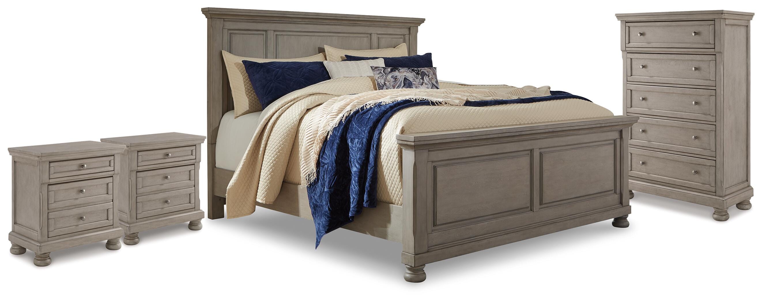 J&M Furniture - Ashley Furniture - Lettner King Panel Bed, Chest and 2 Nightstands - King Panel Bed, Chest and 2 Nightstands - B733B59