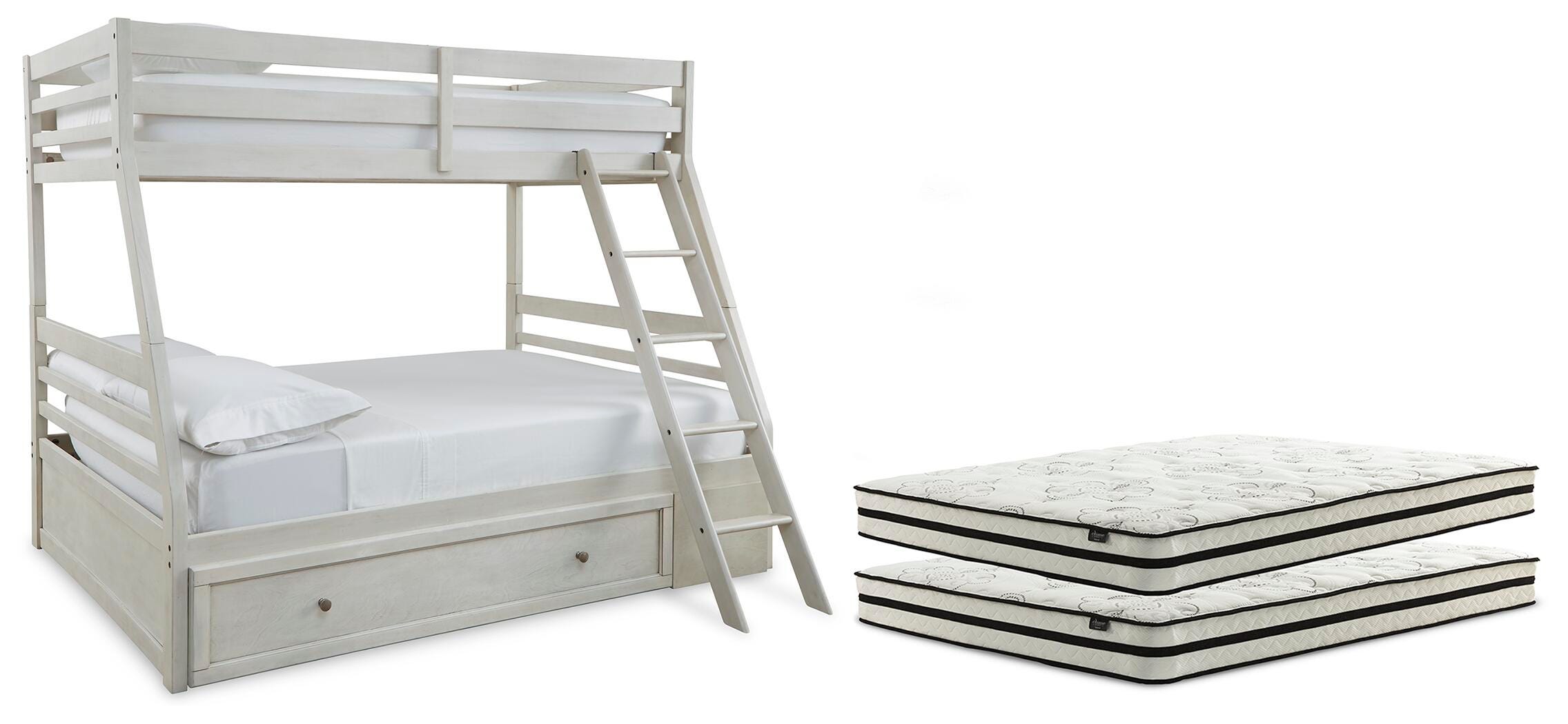 J&M Furniture - Ashley Furniture - Robbinsdale Twin over Full with Storage and Mattresses - Twin over Full with Storage and Mattresses - B742B39