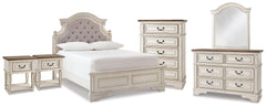 J&M Furniture - Ashley Furniture - Realyn Full Upholstered Panel Bed, Dresser, Mirror, Chest and 2 Nightstands - Full Upholstered Panel Bed, Dresser, Mirror, Chest and 2 Nightstands - B743B77