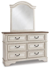 Realyn Full Upholstered Panel Bed, Dresser, Mirror, Chest and 2 Nightstands