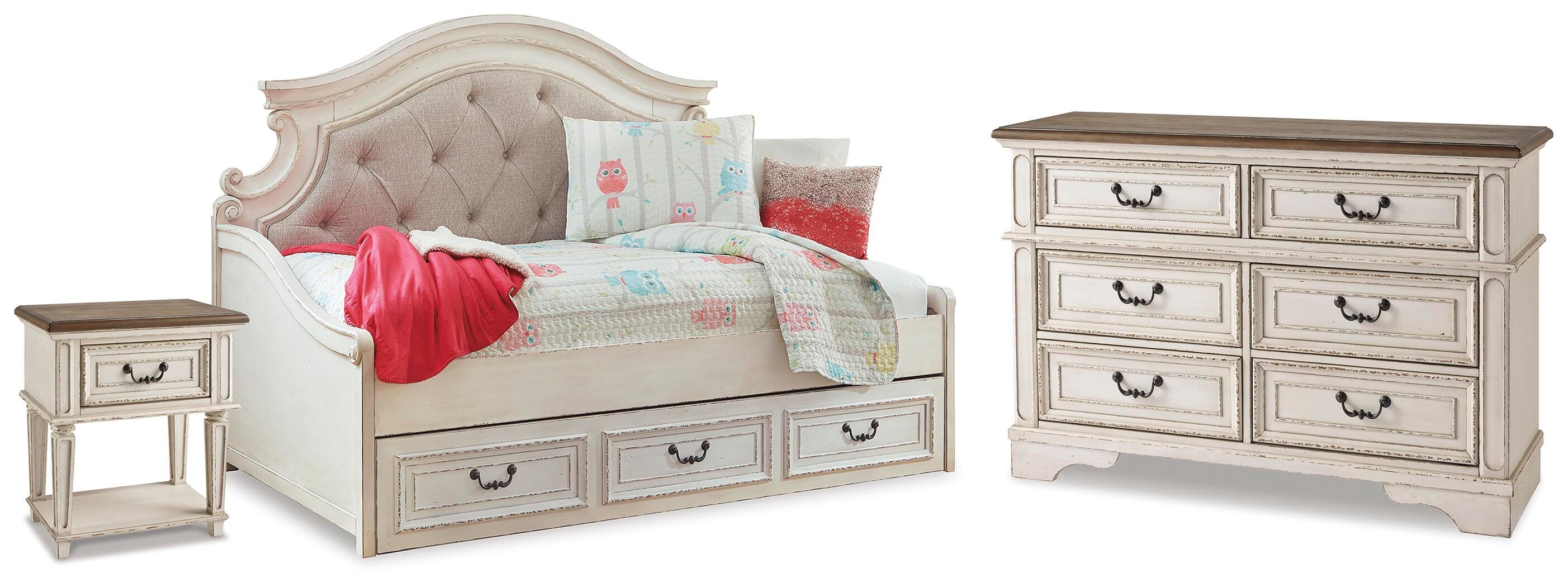J&M Furniture - Ashley Furniture - Realyn Twin Storage Daybed, Dresser and Nightstand - Twin Storage Daybed, Dresser and Nightstand - B743B92