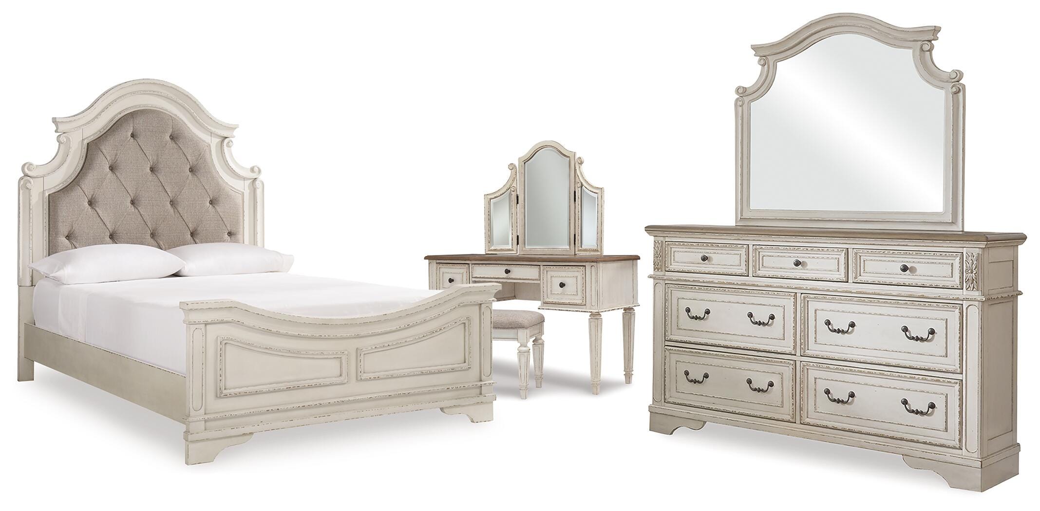 J&M Furniture - Ashley Furniture - Realyn Queen Panel Bed, Dresser, Mirror and Vanity - Queen Panel Bed, Dresser, Mirror and Vanity - B743B86