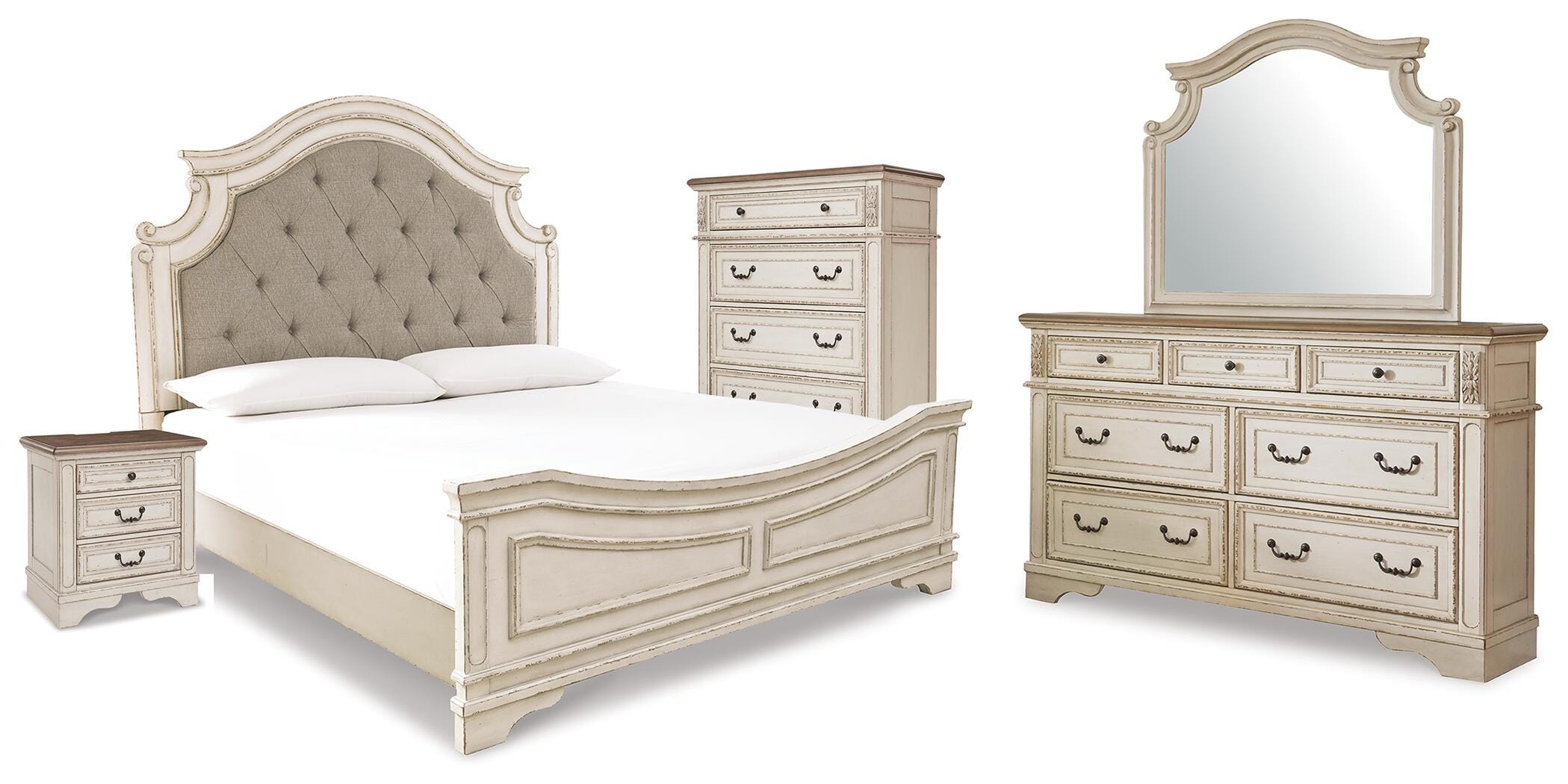 J&M Furniture - Ashley Furniture - Realyn King Panel Bed, Dresser, Mirror, Chest and Nightstand - King Panel Bed, Dresser, Mirror, Chest and Nightstand - B743B89