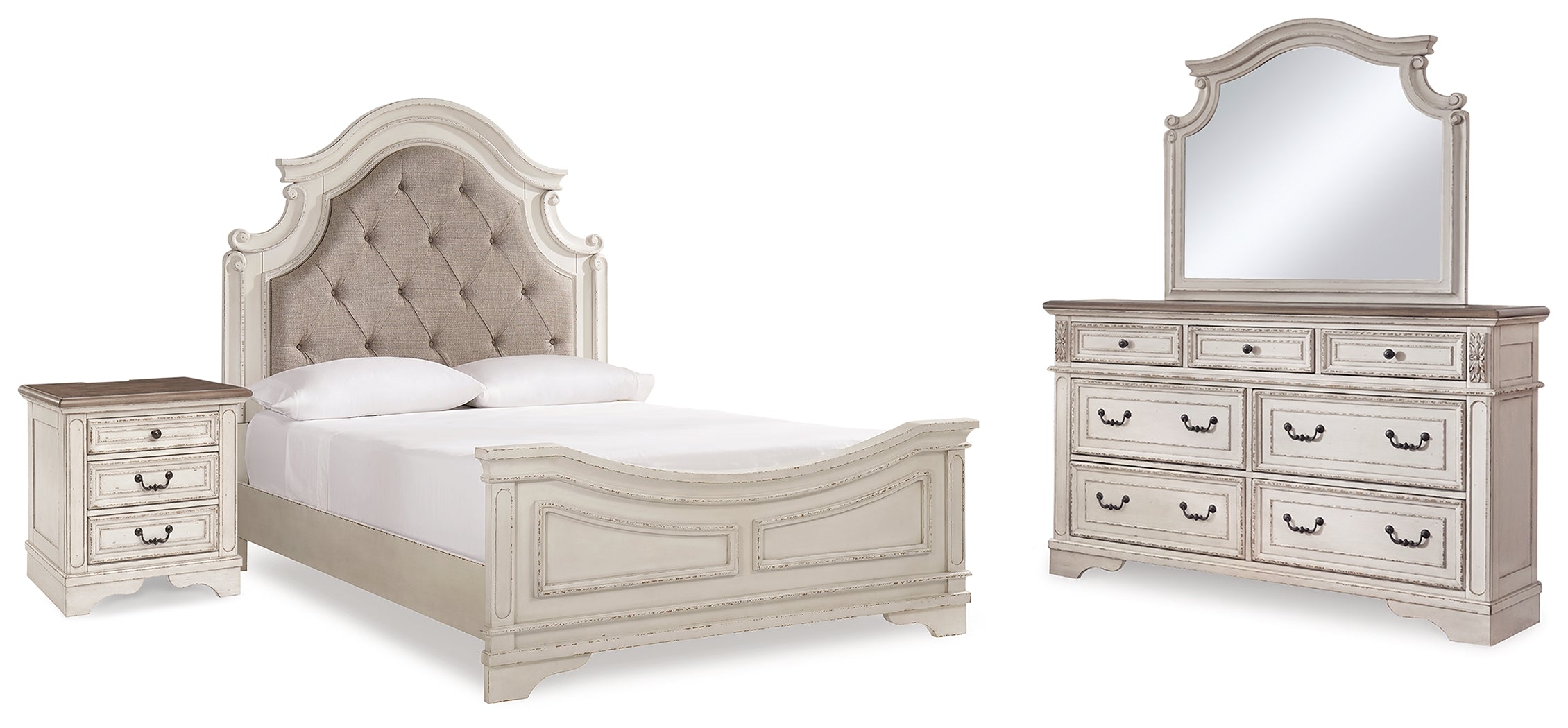 J&M Furniture - Ashley Furniture - Realyn Queen Bed with Mirrored Dresser and Nightstand - Queen Bed with Mirrored Dresser and Nightstand - B743B22