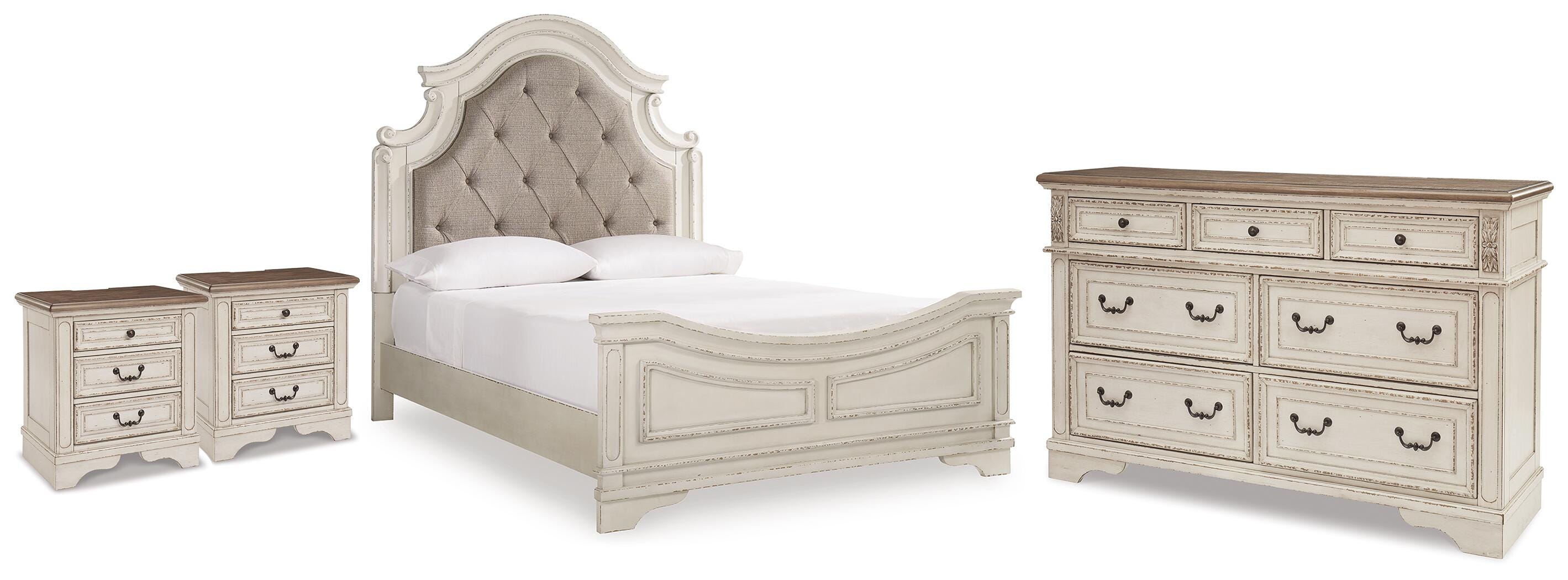 J&M Furniture - Ashley Furniture - Realyn Queen Upholstered Panel Bed, Dresser and 2 Nightstands - Queen Upholstered Panel Bed, Dresser and 2 Nightstands - B743B67