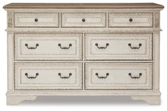 Realyn Queen Upholstered Panel Bed, Dresser and Nightstand