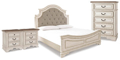 J&M Furniture - Ashley Furniture - Realyn King Upholstered Panel Bed, Chest and 2 Nightstands - King Upholstered Panel Bed, Chest and 2 Nightstands - B743B91