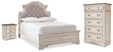 J&M Furniture - Ashley Furniture - Realyn Full Upholstered Panel Bed, Chest and Nightstand - Full Upholstered Panel Bed, Chest and Nightstand - B743B96