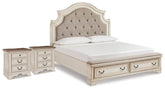 J&M Furniture - Ashley Furniture - Realyn King Upholstered Panel Storage Bed and 2 Nightstands - King Upholstered Panel Storage Bed and 2 Nightstands - B743B87