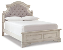 Realyn Full Upholstered Panel Bed and Nightstand