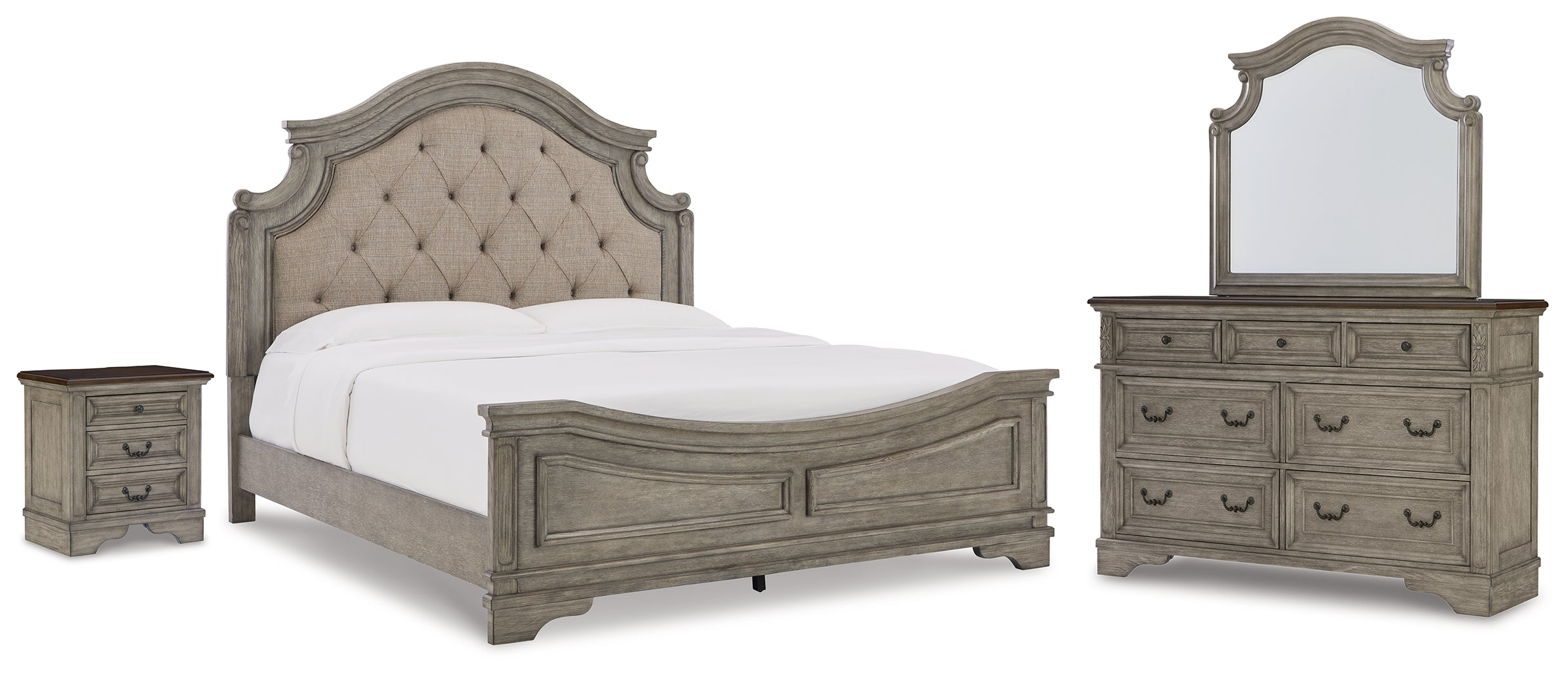 J&M Furniture - Ashley Furniture - Lodenbay King Upholstered Panel Bed, Dresser, Mirror, and Nightstand - King Upholstered Panel Bed, Dresser, Mirror, and Nightstand - B751B8