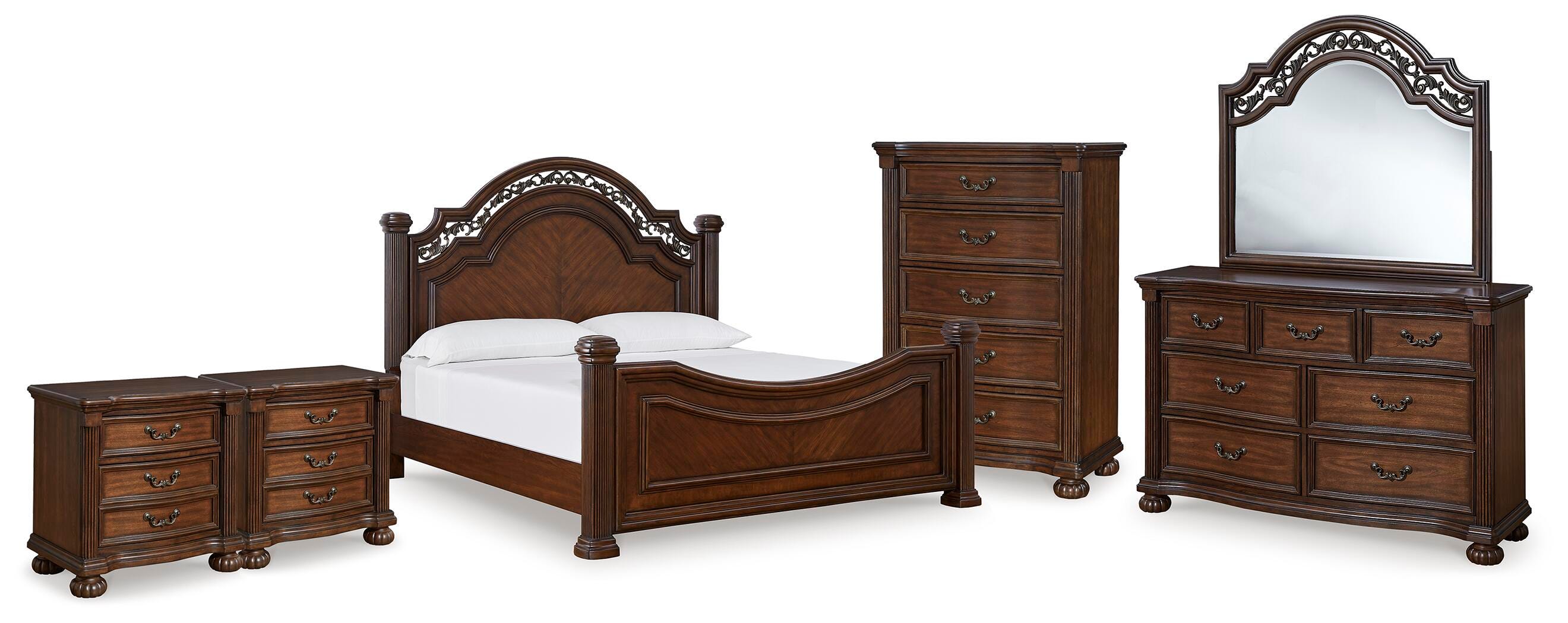 J&M Furniture - Ashley Furniture - Lavinton Queen Poster Bed, Dresser, Mirror, Chest and 2 Nightstands - Queen Poster Bed, Dresser, Mirror, Chest and 2 Nightstands - B764B18