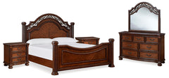 J&M Furniture - Ashley Furniture - Lavinton King Poster Bed, Dresser, Mirror and Nightstand - King Poster Bed, Dresser, Mirror and Nightstand - B764B17