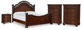 J&M Furniture - Ashley Furniture - Lavinton King Poster Bed, 2 Chests and Nightstand - King Poster Bed, 2 Chests and Nightstand - B764B12