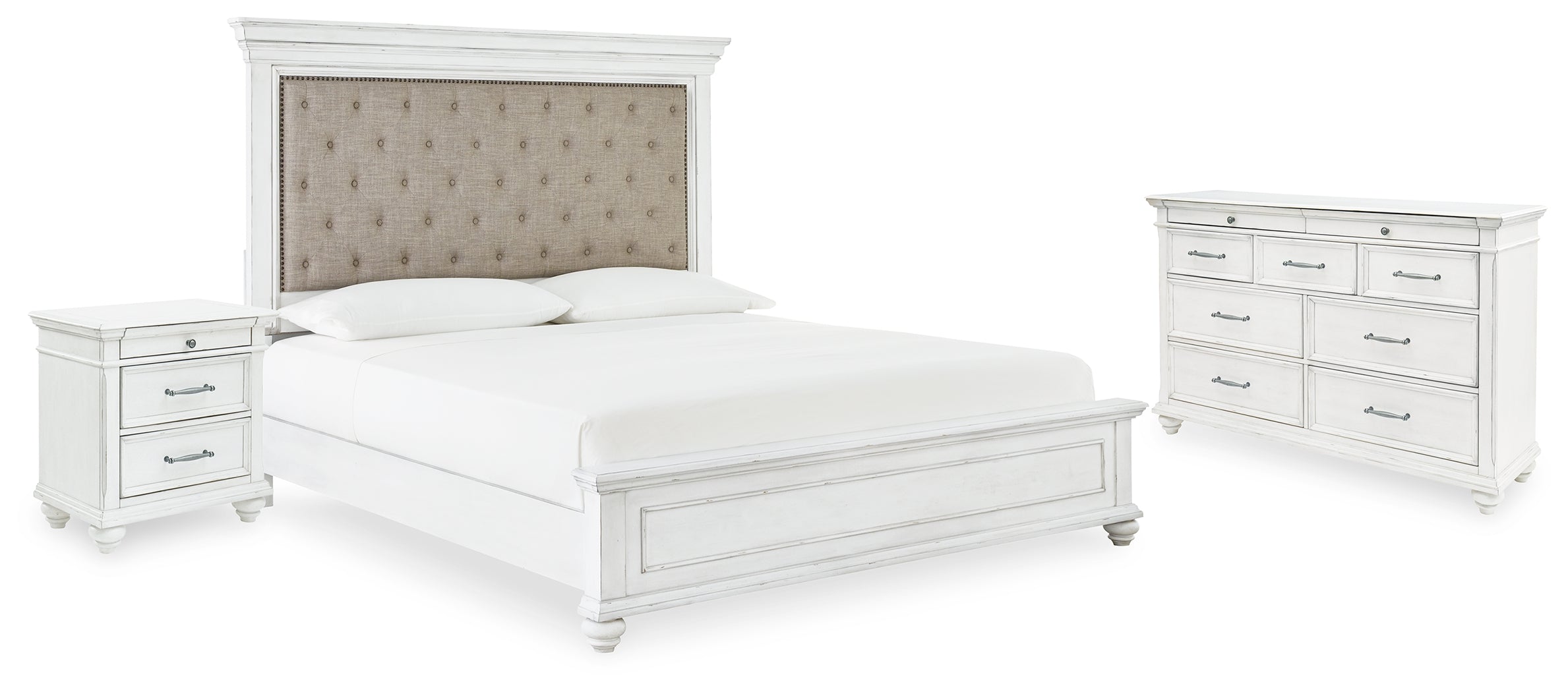 J&M Furniture - Ashley Furniture - Kanwyn Queen Upholstered Panel Bed, Dresser, and Nightstand - Queen Upholstered Panel Bed, Dresser, and Nightstand - B777B17