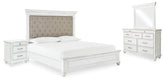 J&M Furniture - Ashley Furniture - Kanwyn Queen Upholstered Panel Bed, Dresser, Mirror, and Nightstand - Queen Upholstered Panel Bed, Dresser, Mirror, and Nightstand - B777B16