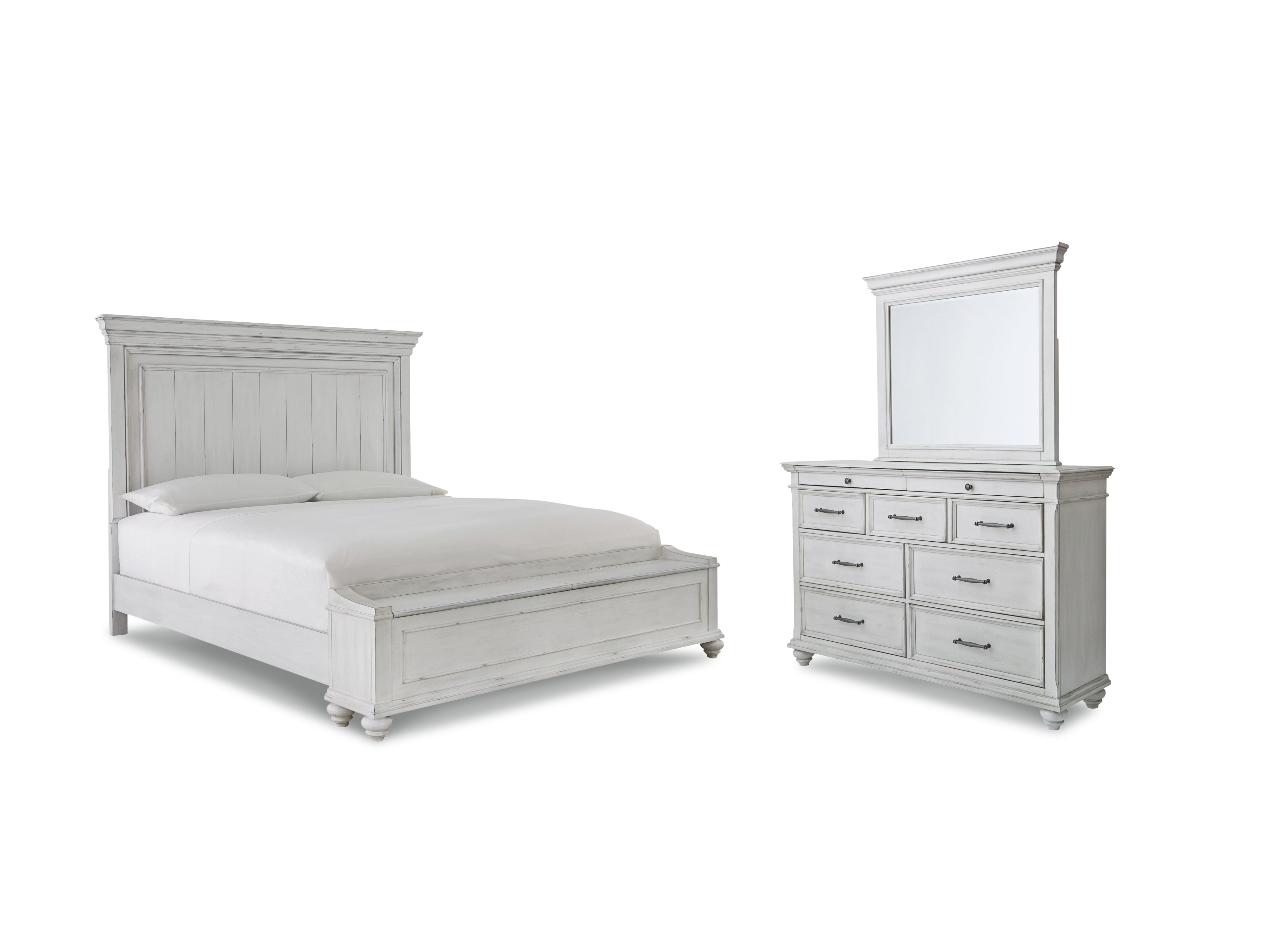 J&M Furniture - Ashley Furniture - Kanwyn Queen Bed with Mirrored Dresser - Queen Bed with Mirrored Dresser - B777B7